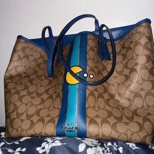 Coach Signature Brown and Blue Tote